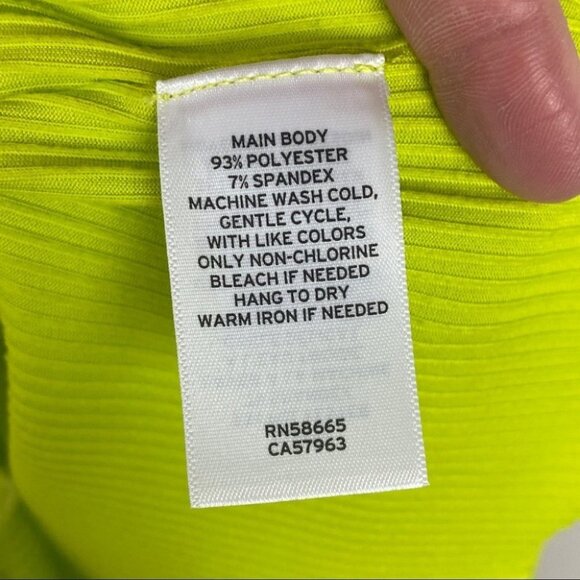 NEW Nordstrom BP Lime Neon Green Lettuce Edge Tank Top Size Small Ribbed Retro S - Picture 7 of 14